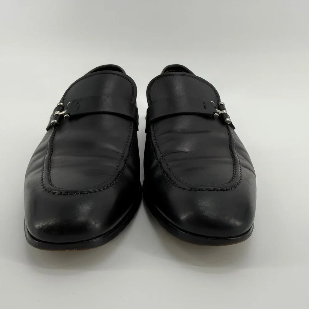 Magnanni Mens Black Leather Bit Loafers Made in Spain Size 8.5 M Apron Toe Dress